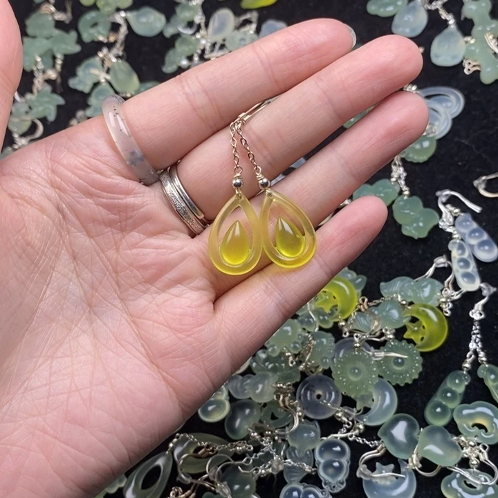 蛇纹石玉未镶嵌挂件耳饰耳环项链