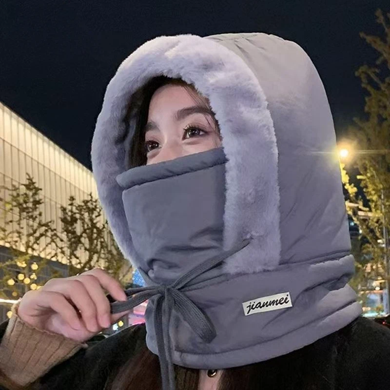 冬季保暖帽子加绒加厚防寒面罩围脖一体帽户外防风骑行包头帽ACL