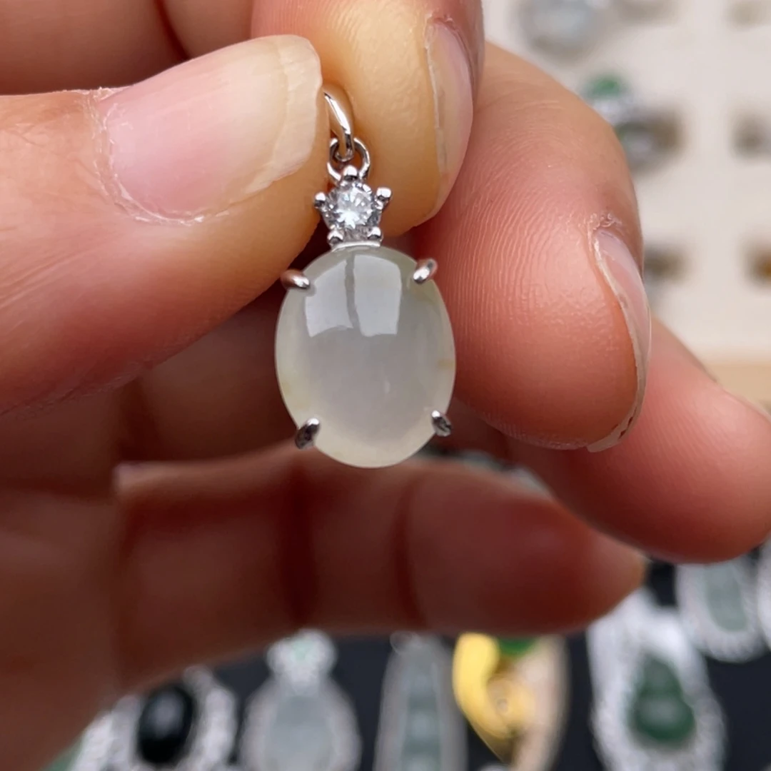 翡翠银S925镶嵌吊坠(不含链)