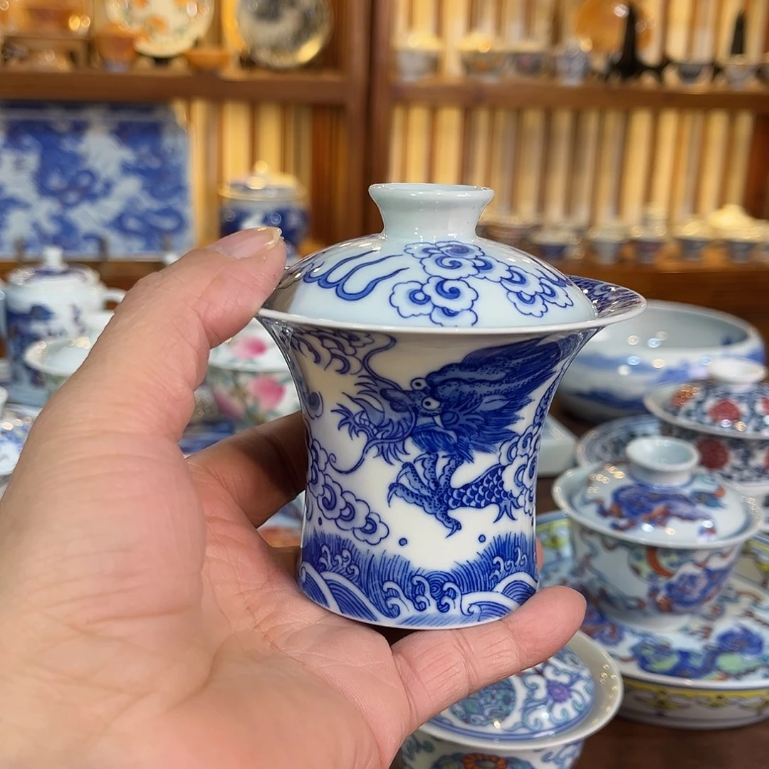 錡镇堂手工手绘盖碗