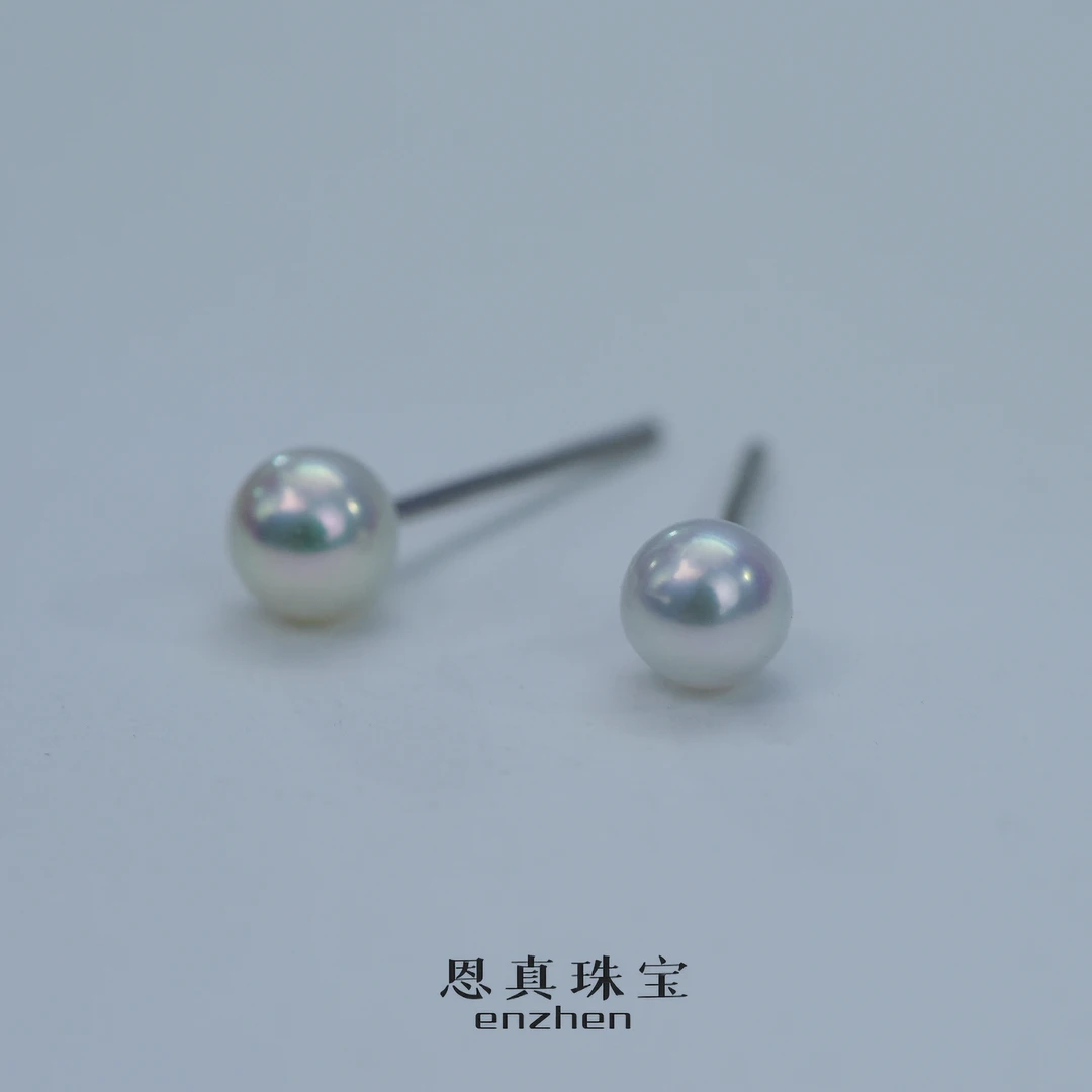 【极小迷你灯小泡5A+珠光】淡水珍珠日常空姐素耳钉4-5mm多样性发1