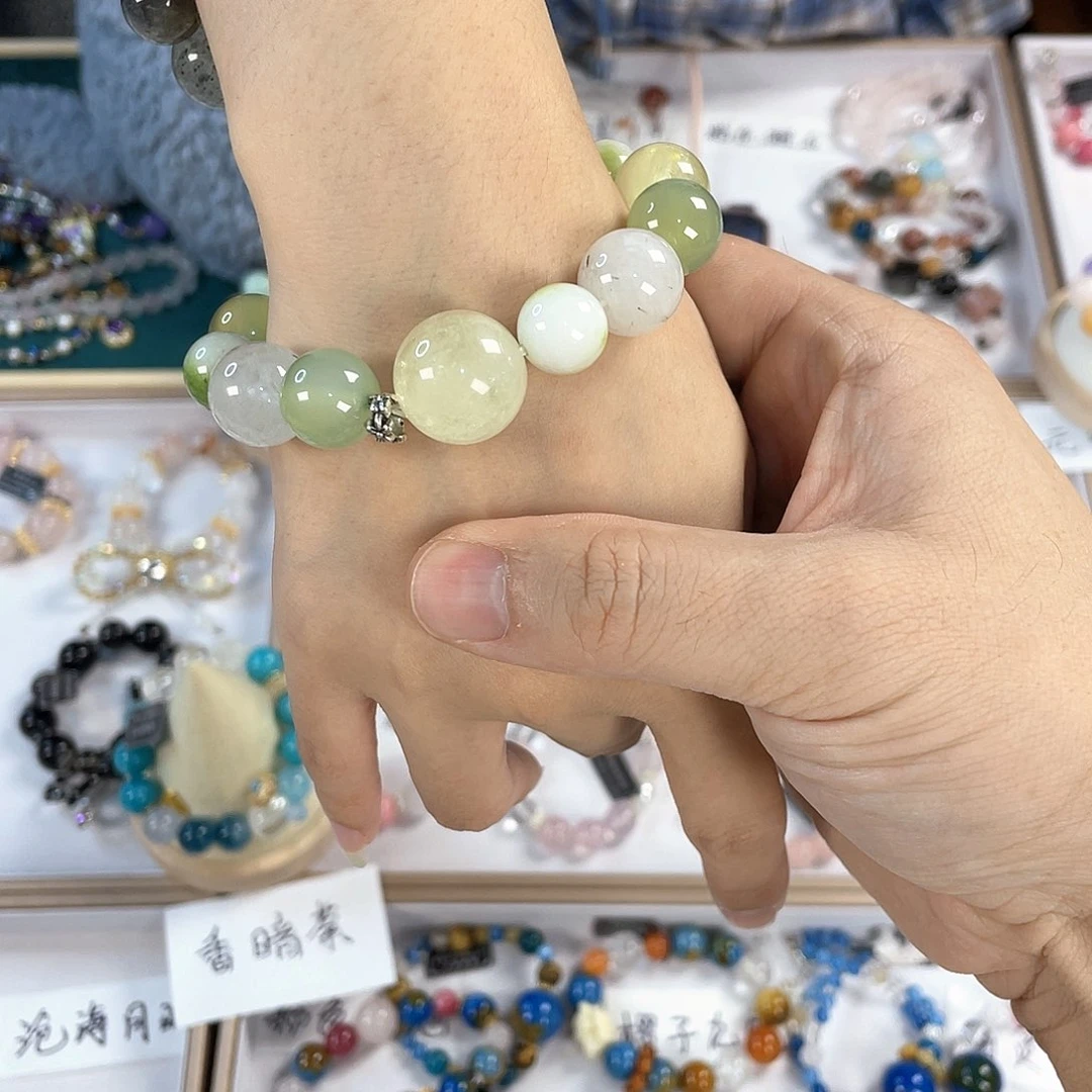 水晶手链银S925镀金镶嵌