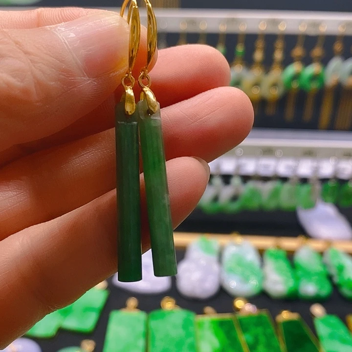 翡翠银S925镶嵌耳饰耳坠