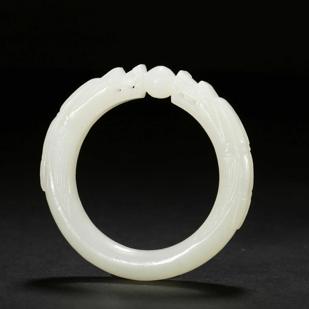 清代/和田白玉双龙戏珠环/JWYS25052429/收藏/【济文阁】