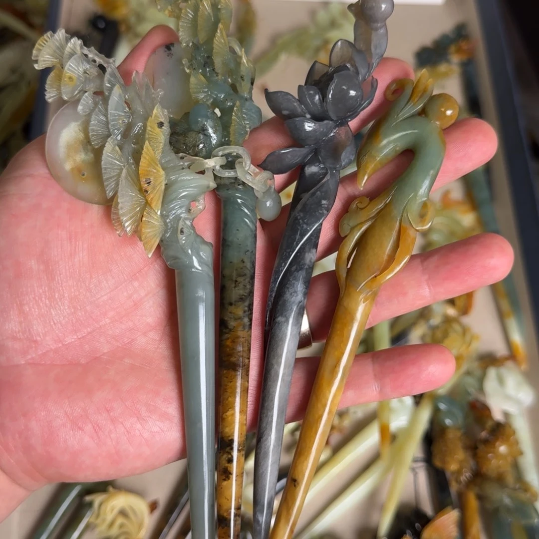 岫玉发簪未镶嵌天***3