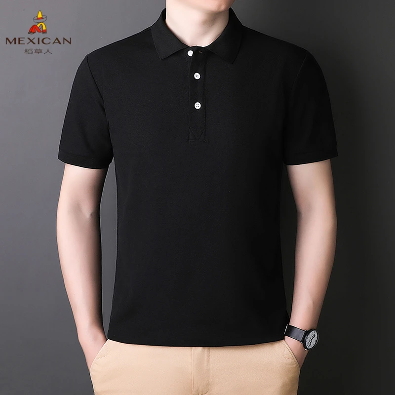 Mexican/稻草人纯棉夏季新款男装高端polo衫男士t恤短袖纯棉透气