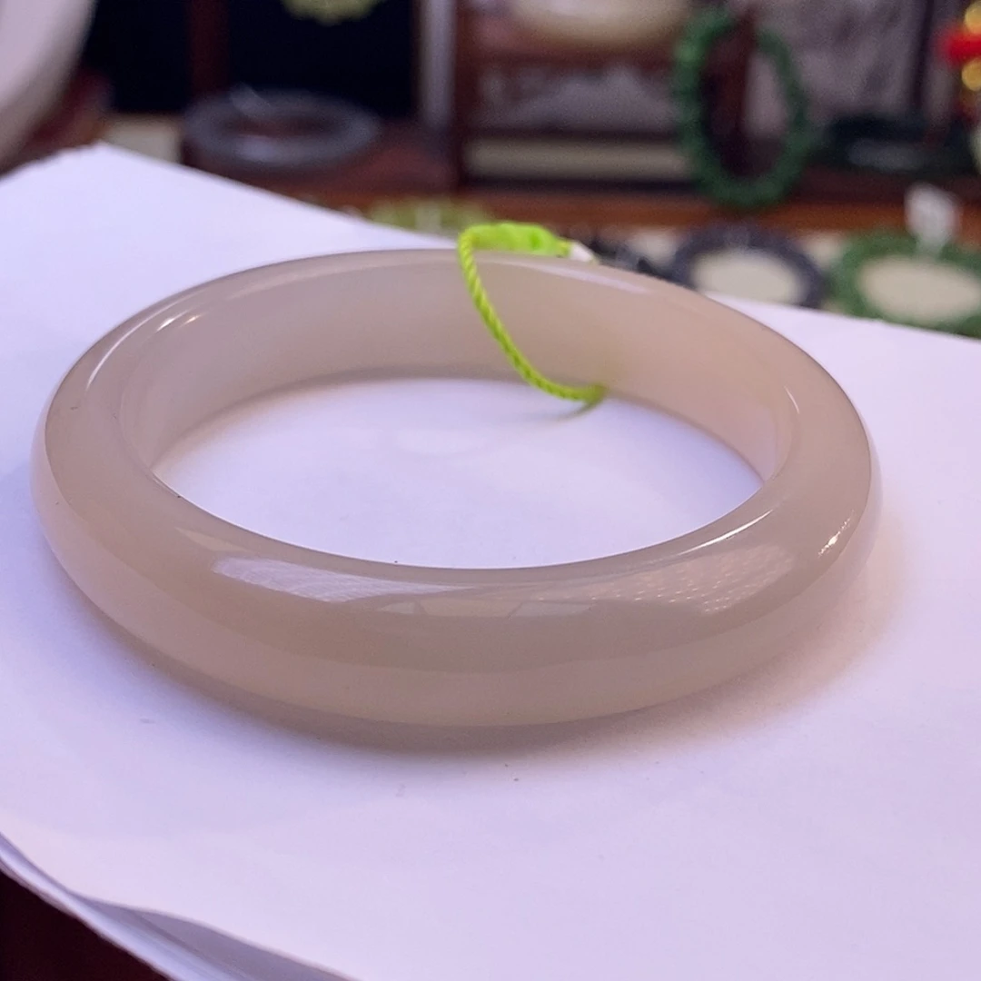 颈饰未镶嵌和田玉51.5熟藕粉脂膏级老料红粉手镯