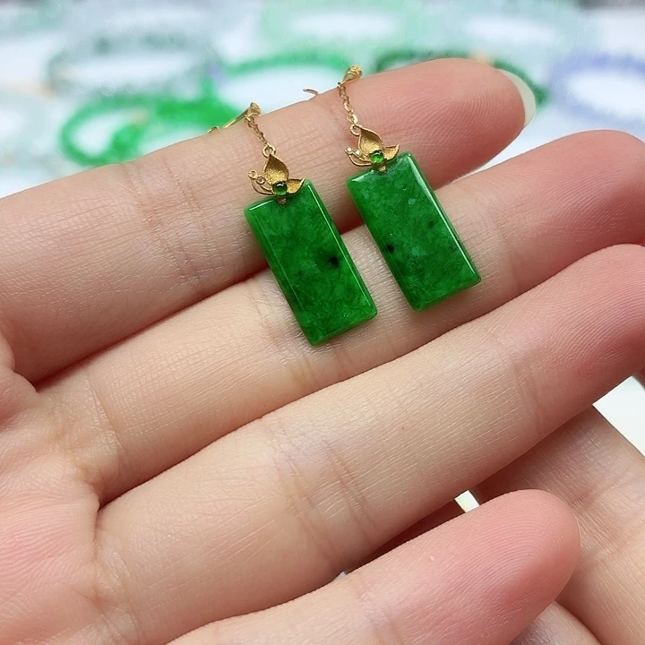 翡翠18K金镶嵌手链天然缅甸翡翠A货