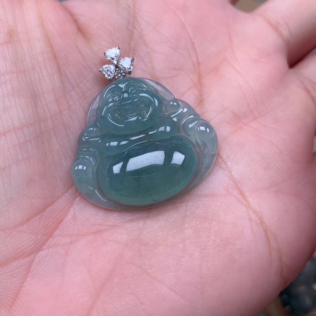 翡翠18K金镶嵌颈饰缅甸翡翠A货