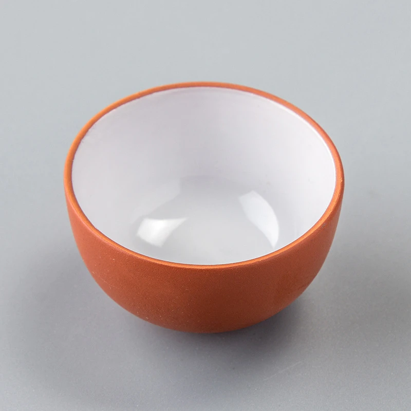 创意紫砂品茗杯功夫茶杯家用小号茶杯个人杯朱红内白紫砂品杯