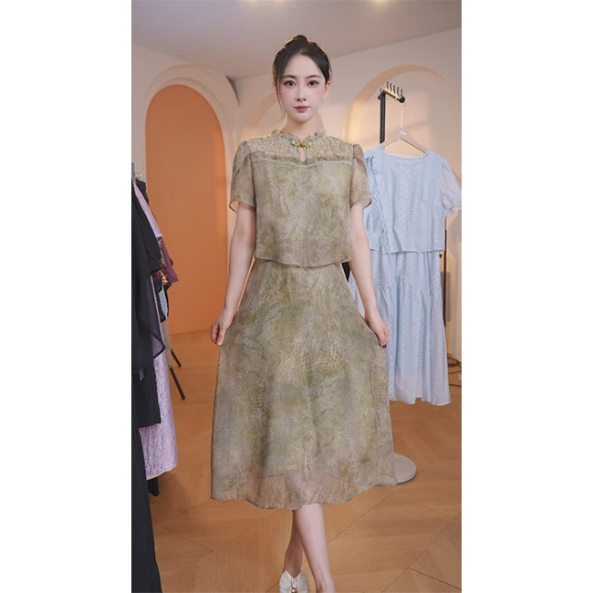 L8833  2025年春夏新款假两件减龄显瘦时尚洋气气质连衣裙