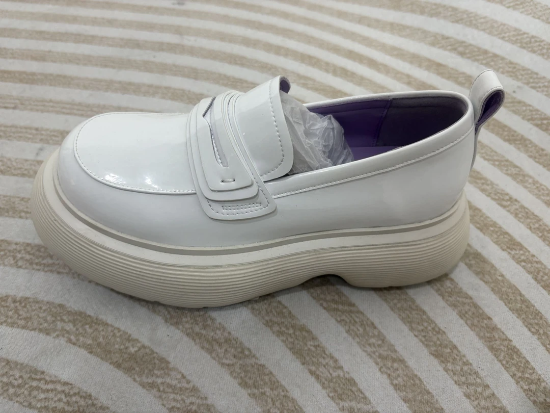 [十一H 时尚女装夏季四季简约白色乐福大头鞋 LH22215912W