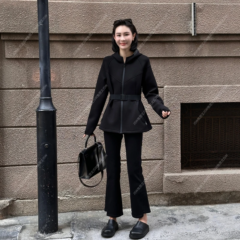 年终大促 秋季时尚休闲洋气百搭收腰连帽外套250906Y6