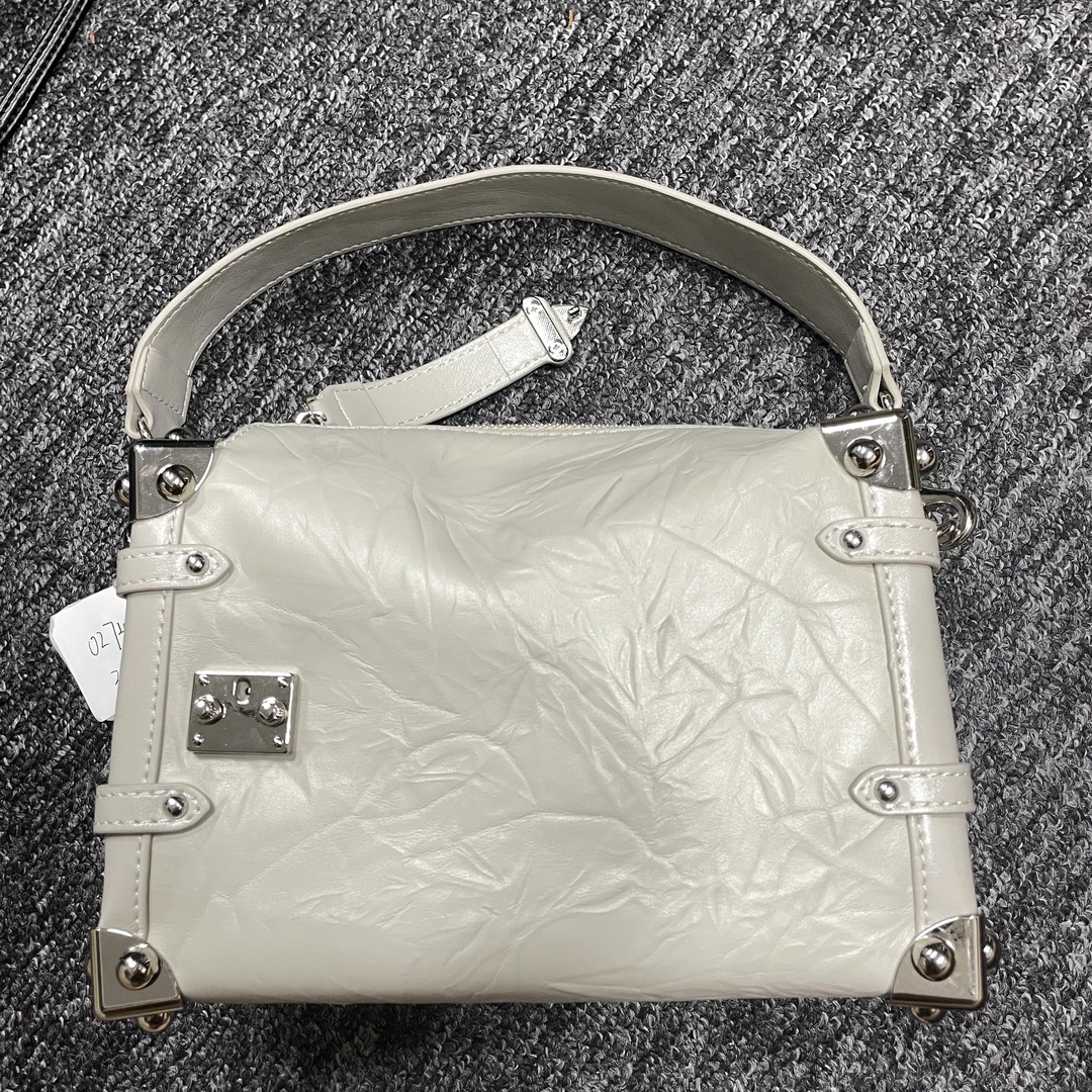 新款真皮女包油蜡软盒子 0274 白色