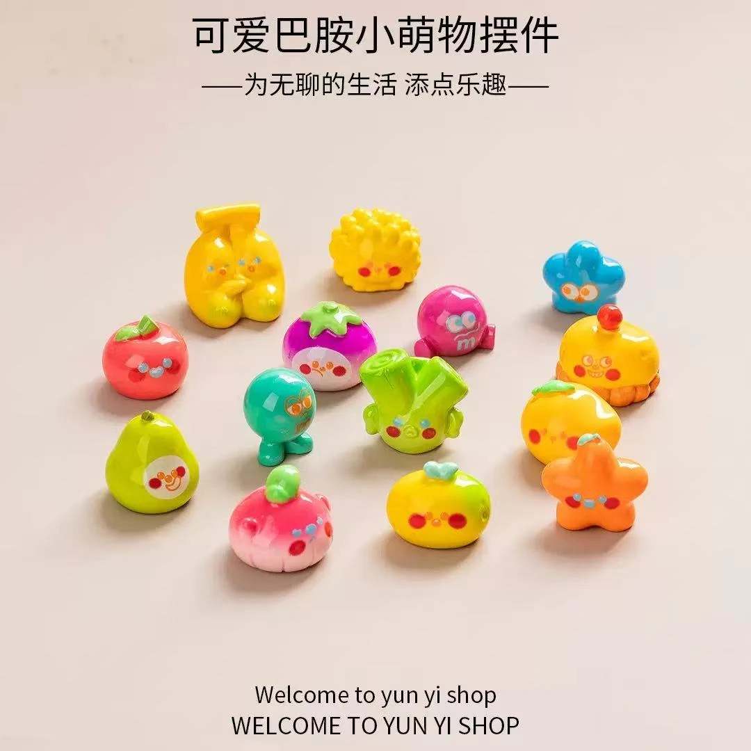 可爱多巴胺小萌物水果蔬菜食玩树脂创意DIY摆件