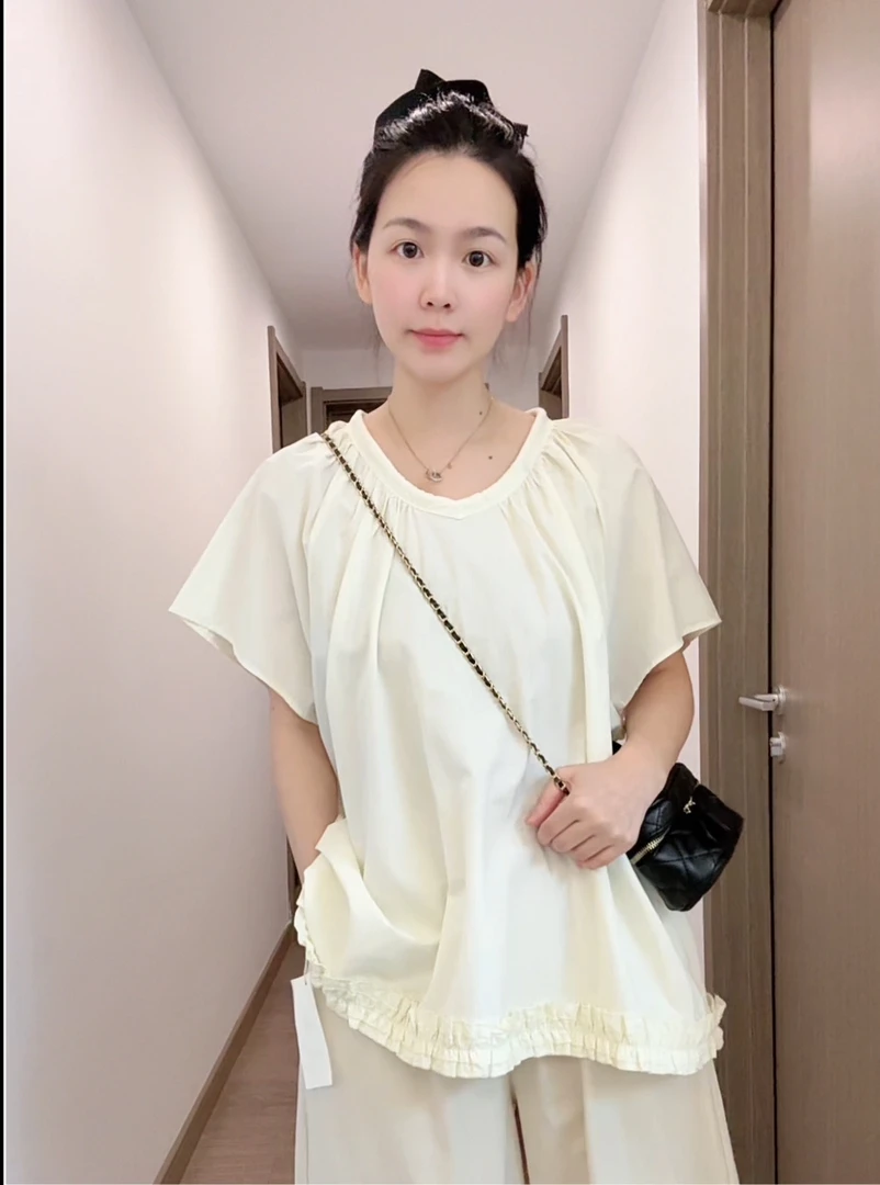 9980宽松型夏季飞飞袖短袖衬衫衬衣