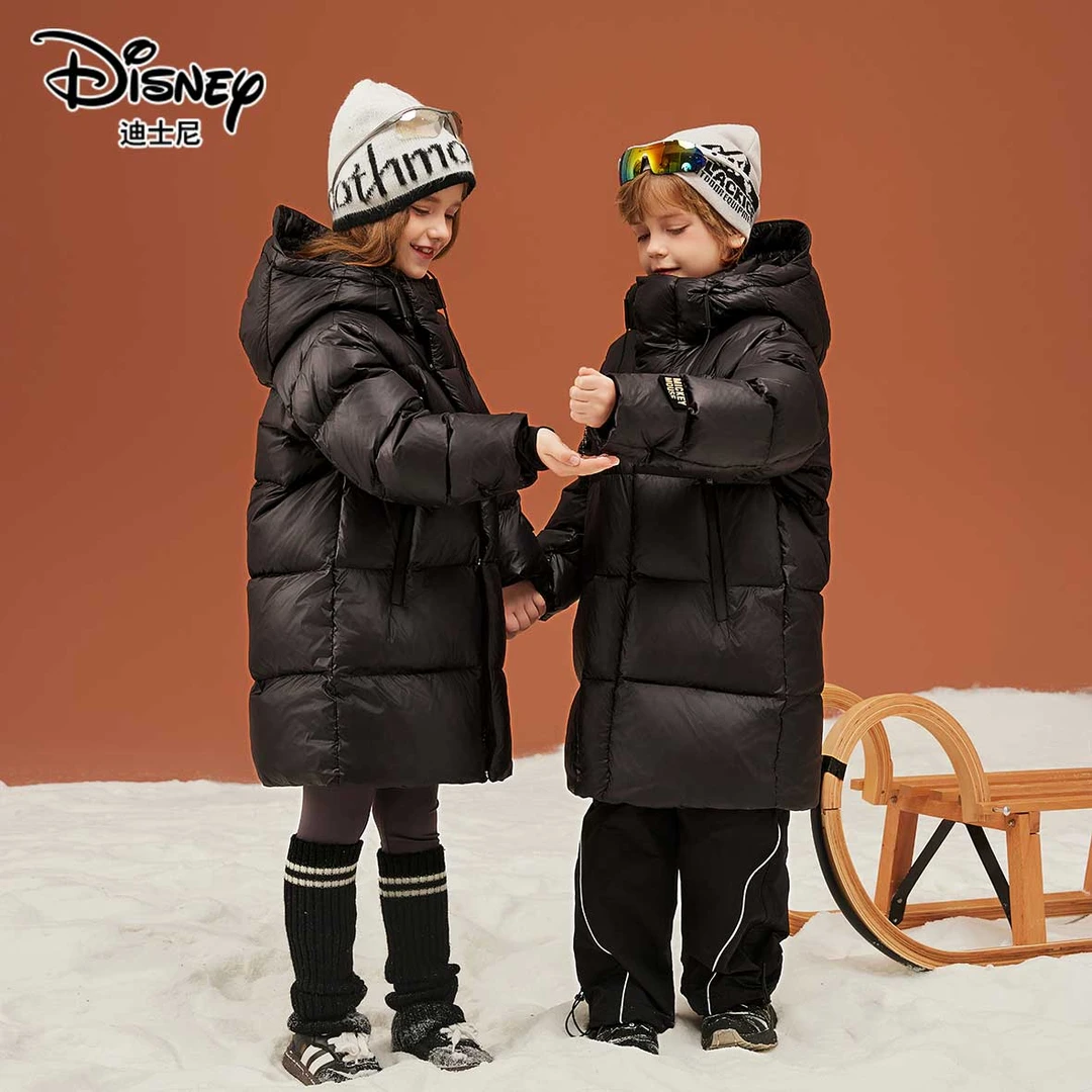 迪士尼儿童黑金系列加厚长款连帽羽绒服冬季外套XYR4SU769