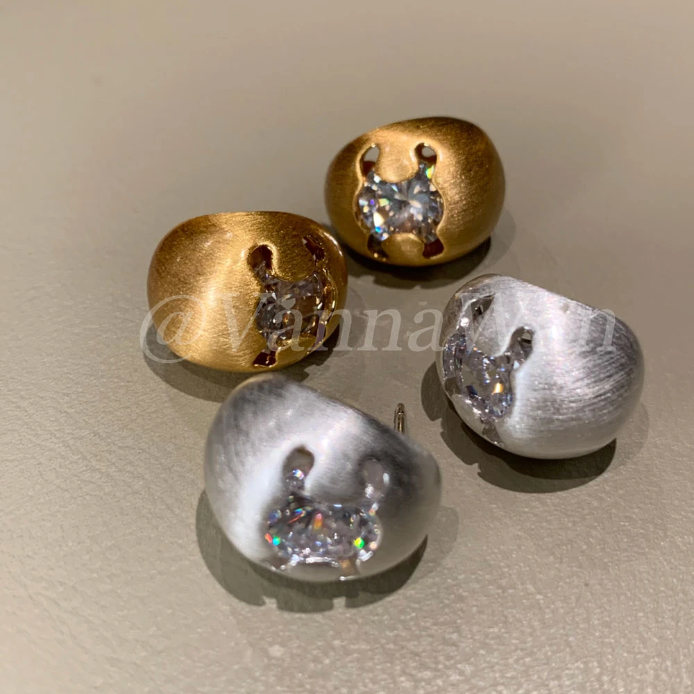 铜合金锆石耳饰 布契糖豆.凯门单钻金属拉丝耳钉