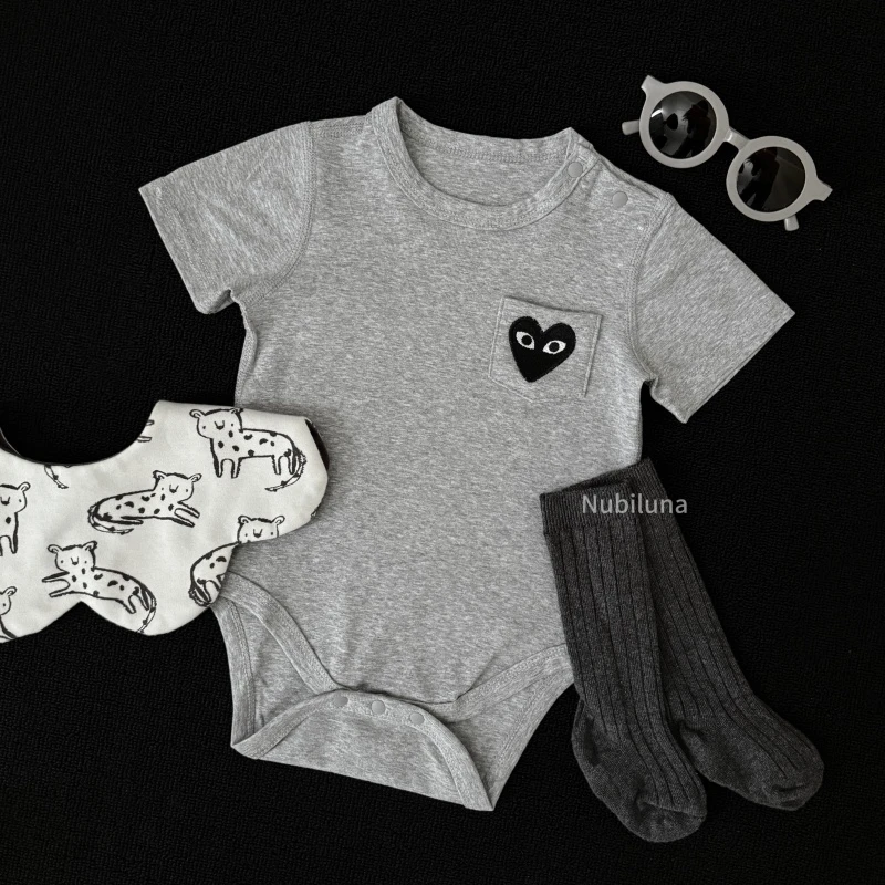 炽热的爱|Nubiluna夏季男女婴儿A类高弹爱心刺绣套头包屁衣爬服