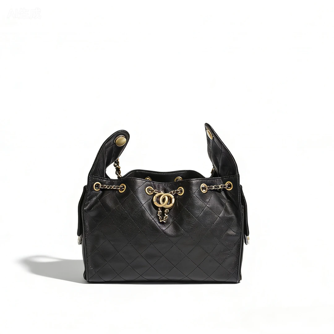 链条包单肩球简约风流浪包水桶包包轻奢菱格