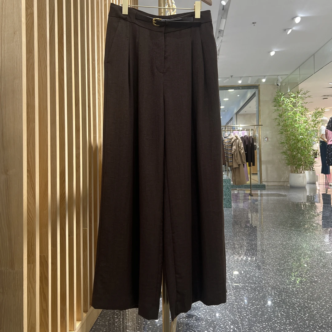 声雨竹1R146春秋宽腿直筒阔腿西装裤简约百搭显瘦高腰时尚休闲裤