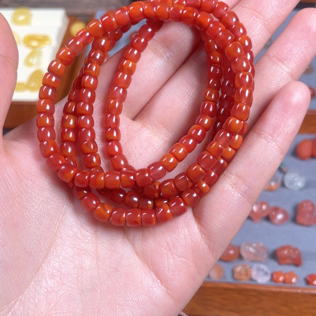 南红玛瑙卡5直切火焰纹未镶嵌菱*r