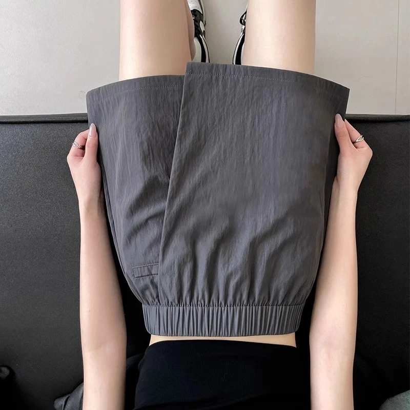 灰色开叉山本短裙女春夏2025新款高腰a字休闲慵懒风小个子半身裙