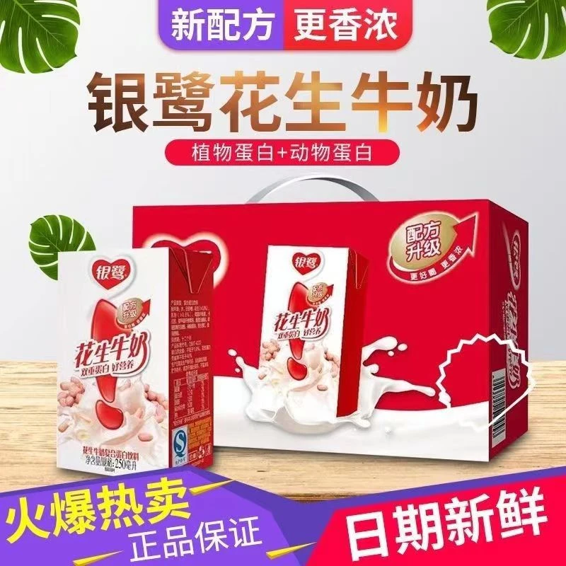 9月 银鹭花生牛奶饮品250ml*16/24盒整箱健康早餐营养奶批发包邮