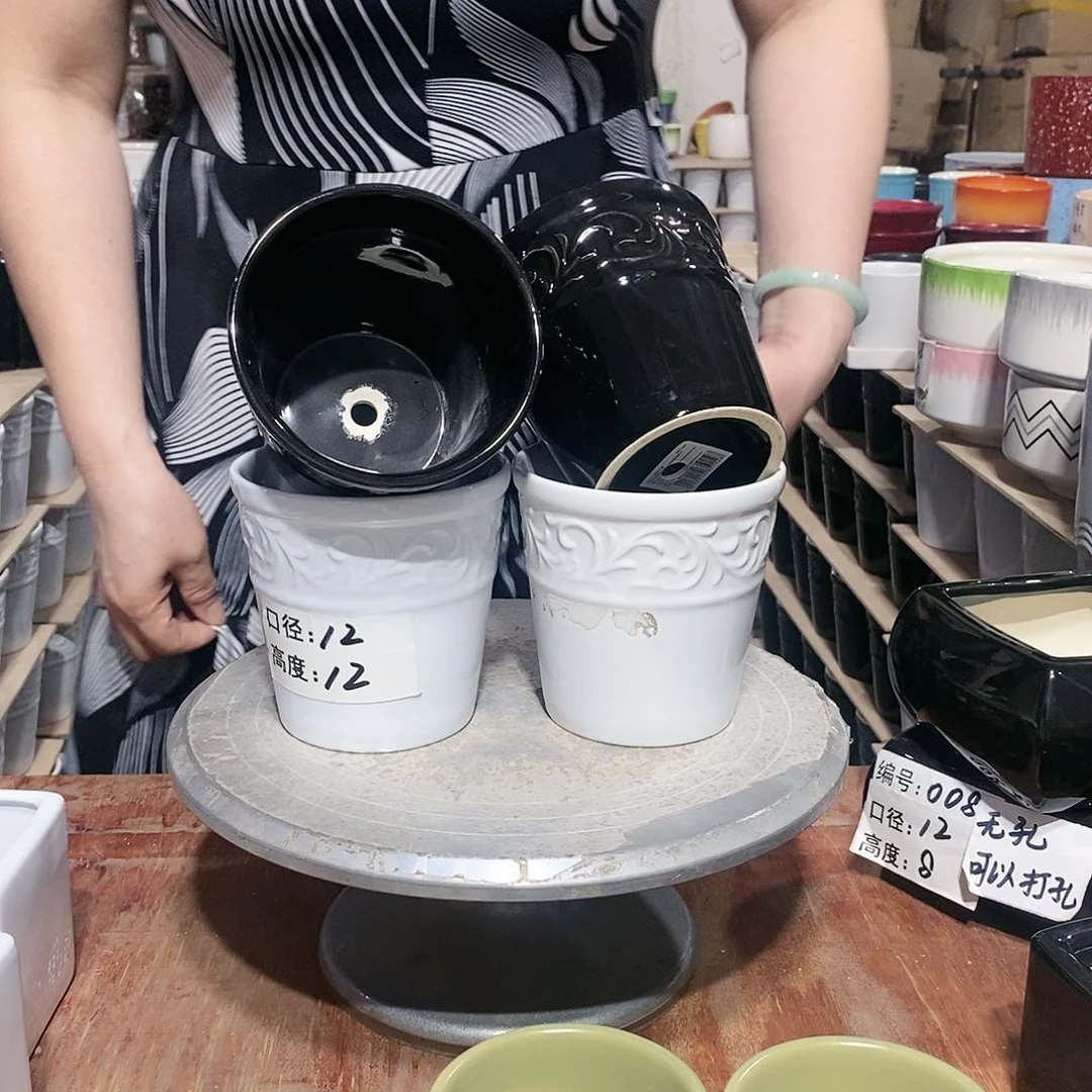 【闪购商品】微瑕花盆-006-2黑2白