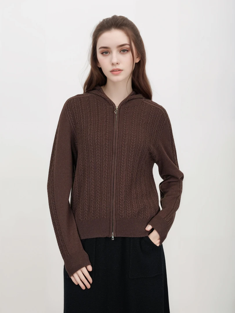 T 【100羊毛】美利奴羊毛！精致绞花拉链羊毛衫针织开衫 H7194  F123