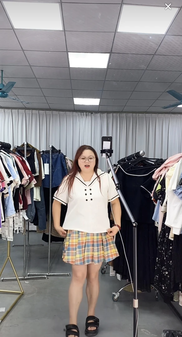 9297（34）轻职风休闲短袖衬衫娃娃领海军领夏季时尚