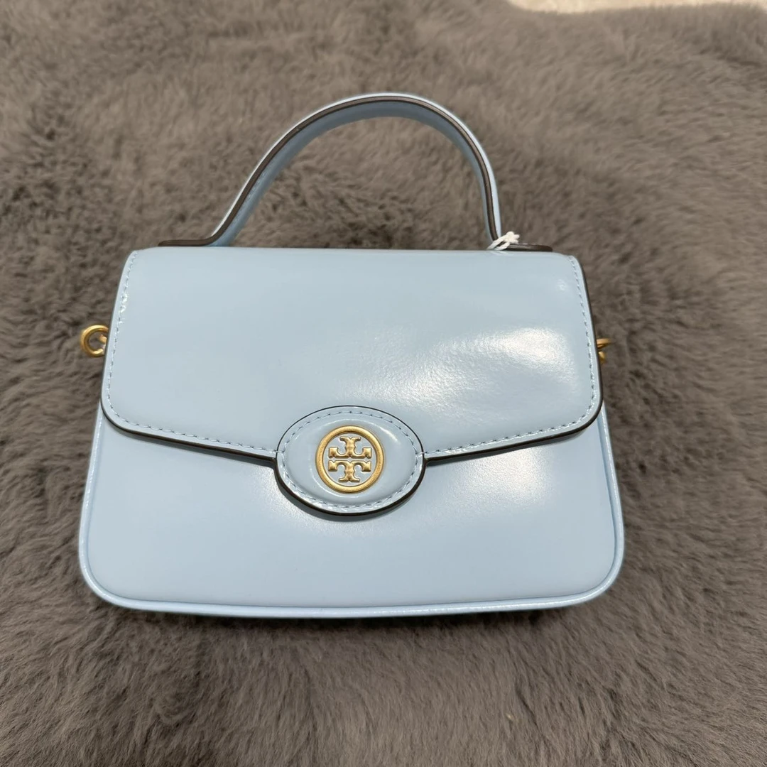 【预售】ToryBurch/汤丽柏琦专柜ROBINSON淡蓝翻盖手提包147467