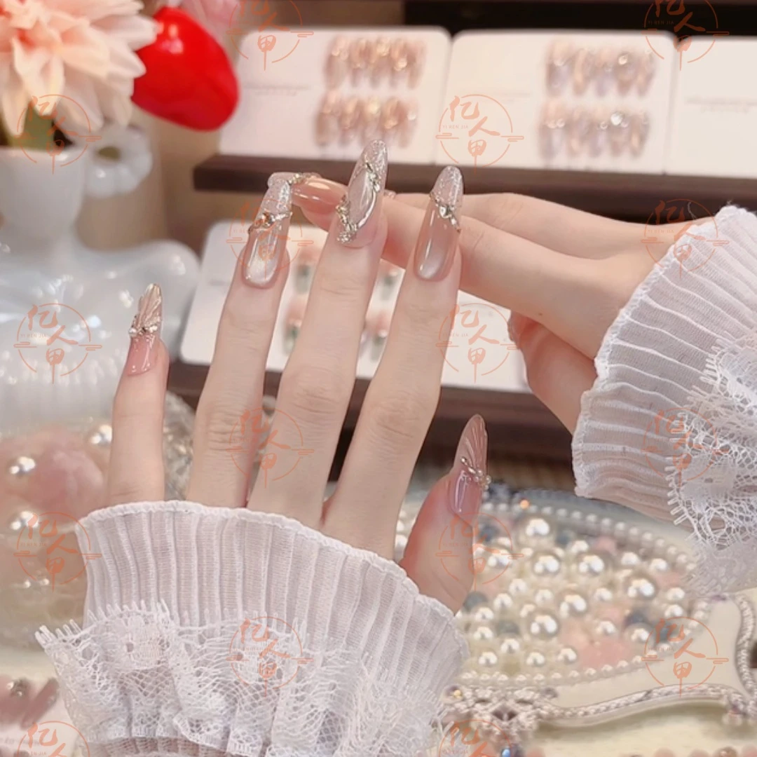 【我的楼兰】纯手工穿戴甲猫眼气质显白轻奢温柔百搭款可拆卸美甲贴