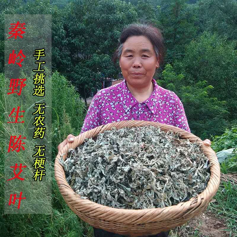 野生艾叶秦岭山端午纯艾草三年陈艾叶艾绒艾灸艾家用艾叶泡脚浴足