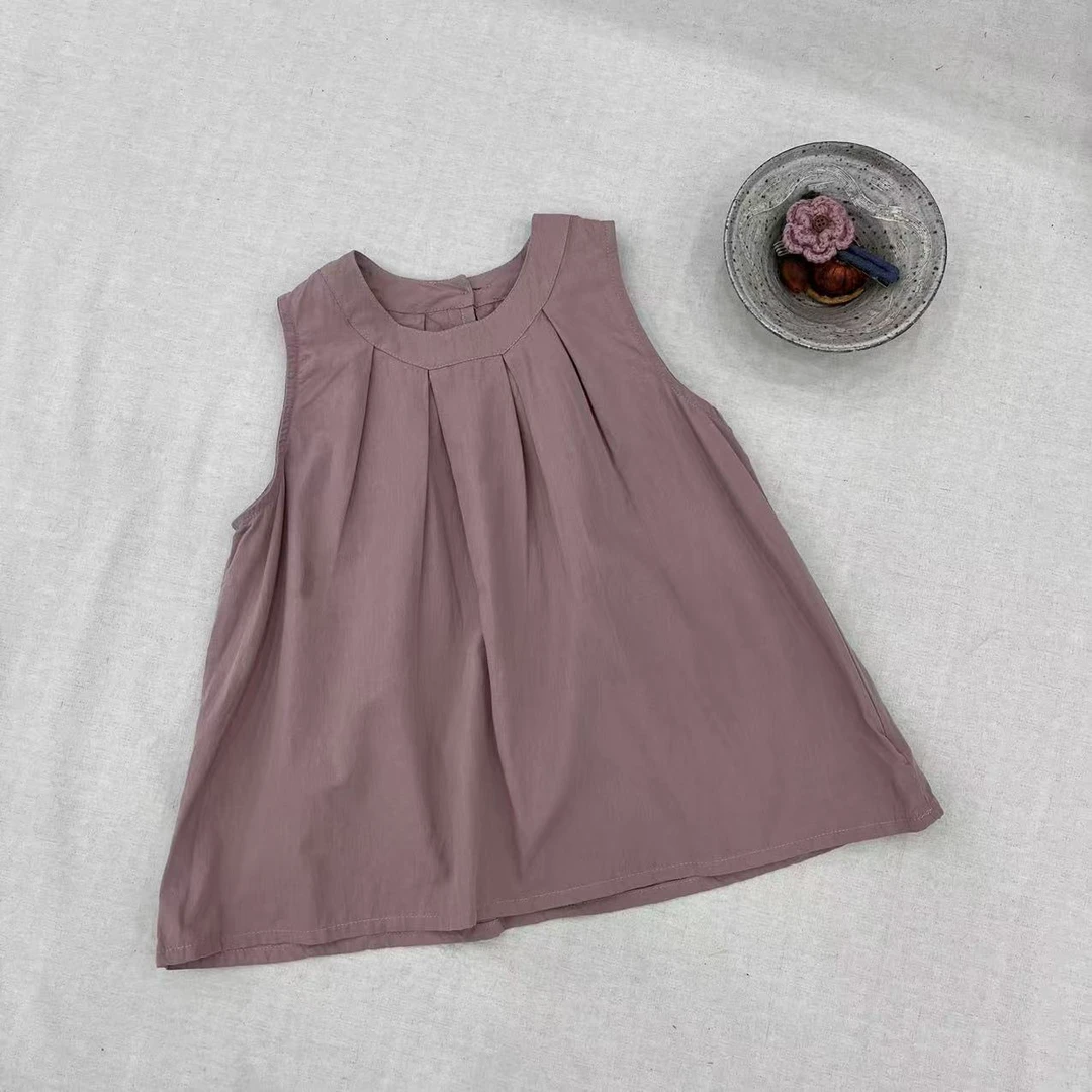 【姐姐家〗2025夏款女童萌娃穿搭垂褶女童背心 sy3161