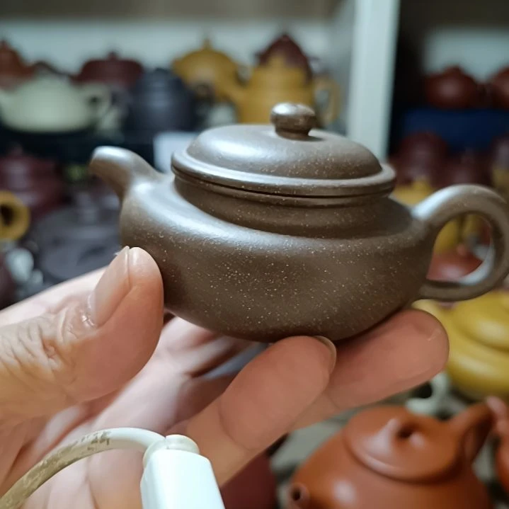 紫砂茶盘原矿青灰段仿古130cc半手工