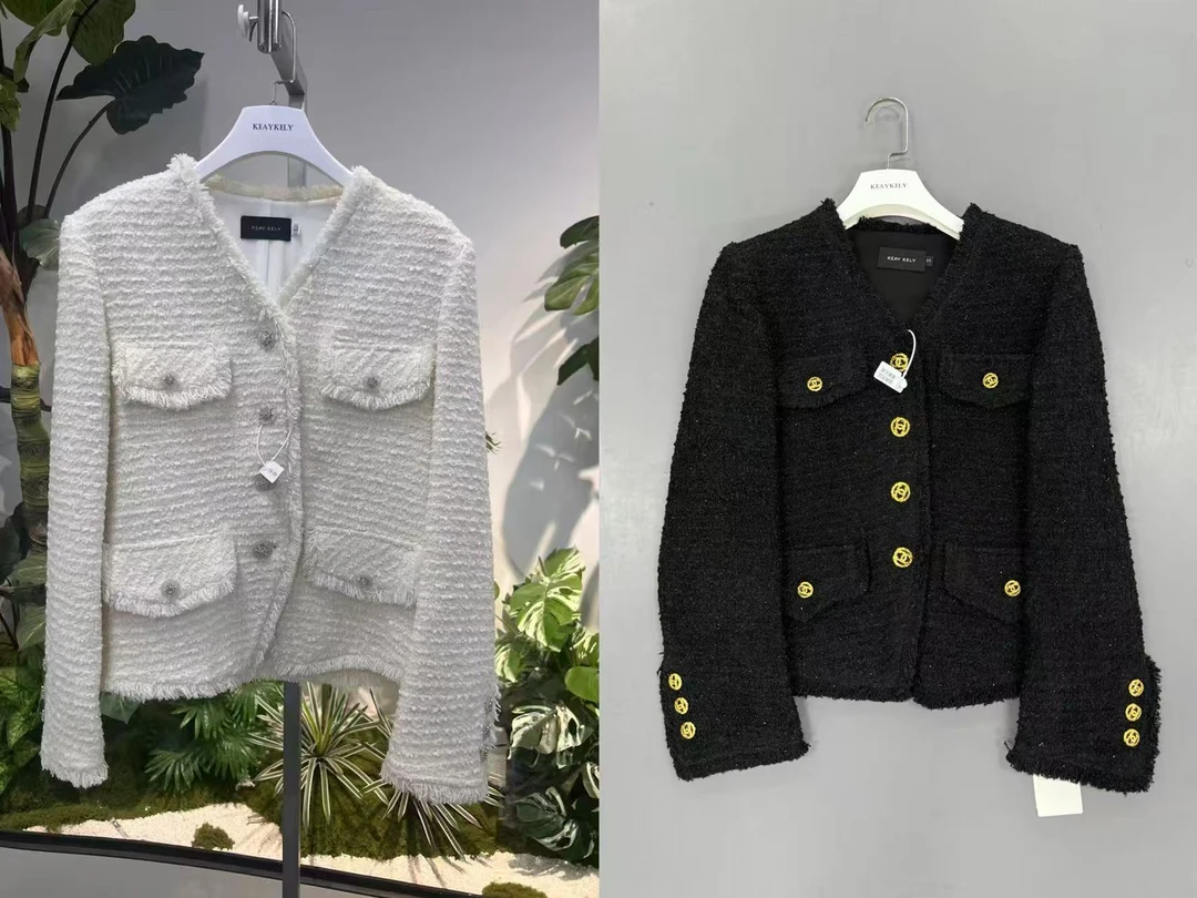 剀剀莉（星空/白昼）轻奢V领黑白两色时尚显瘦超气质长袖小香风外套