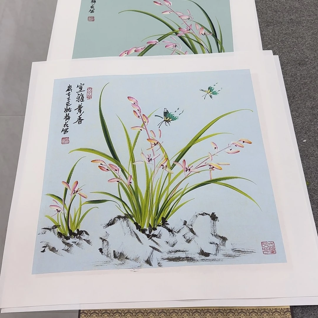 国画国画立体兰花