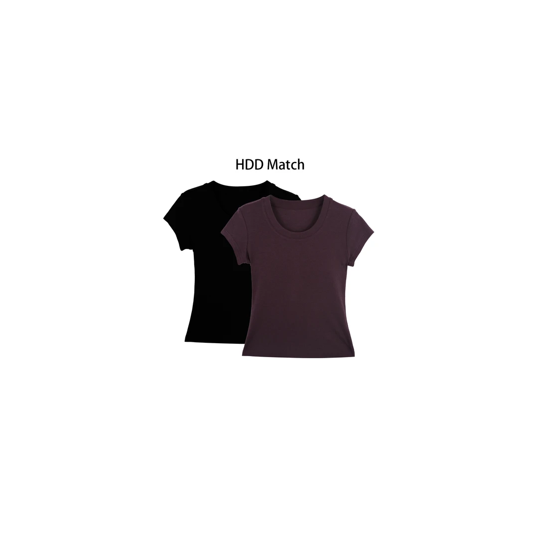 HDD Clothing"简约百搭"春季女款圆领短袖基础打底衫Y7103