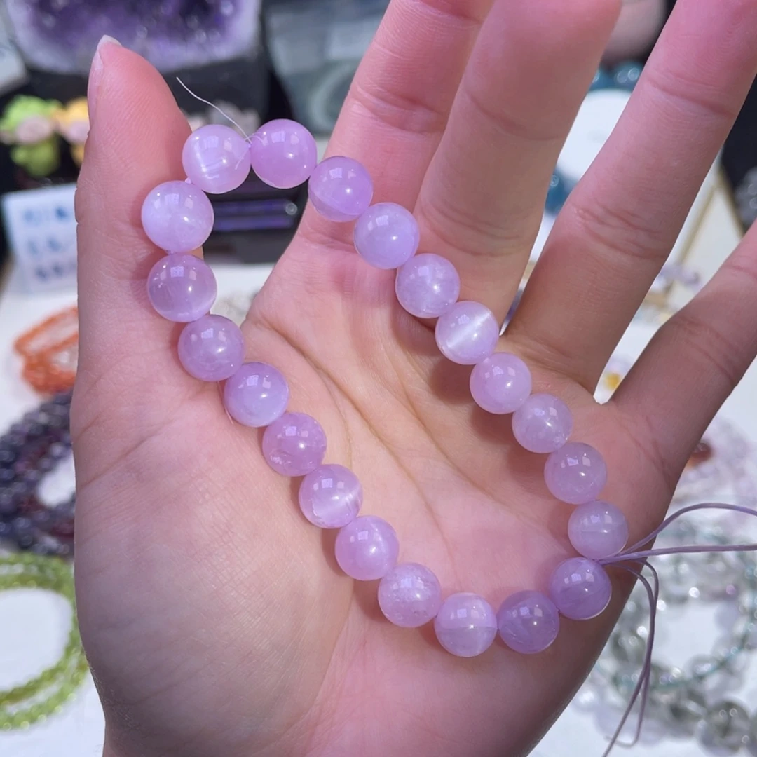 未镶嵌手链水晶猫眼紫锂辉9mm