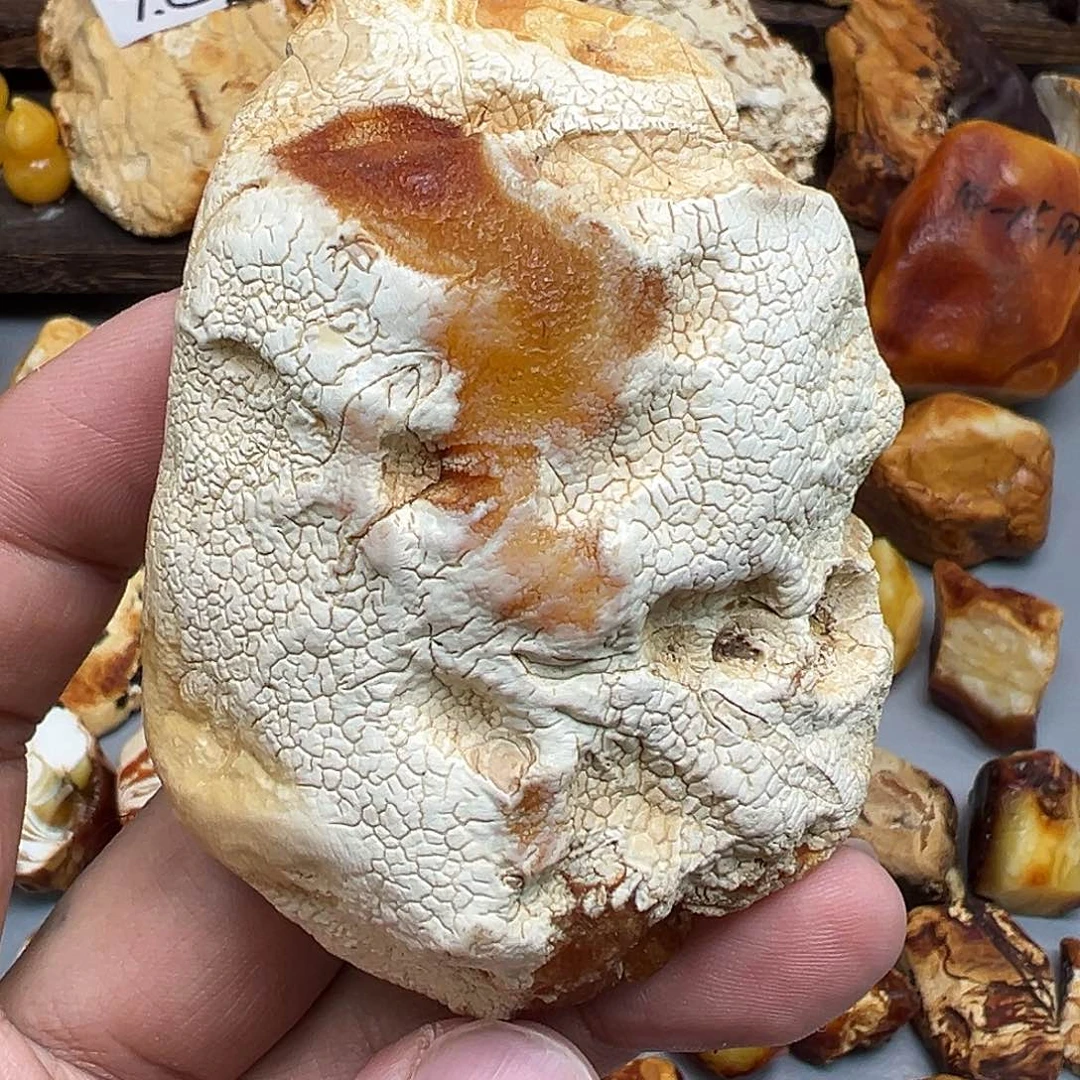 定制琥珀未镶嵌瓷白吊坠手把
