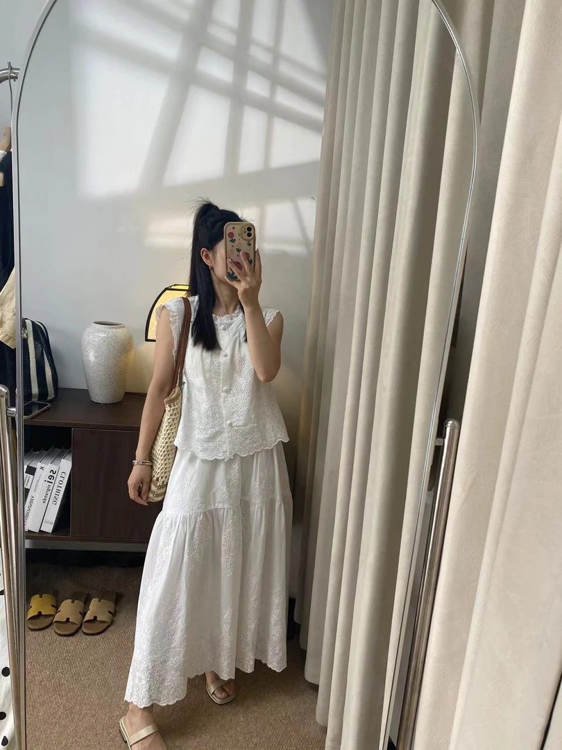 【慧慧精选】夏季新品【高端线】100全棉重工刺绣套装裙子