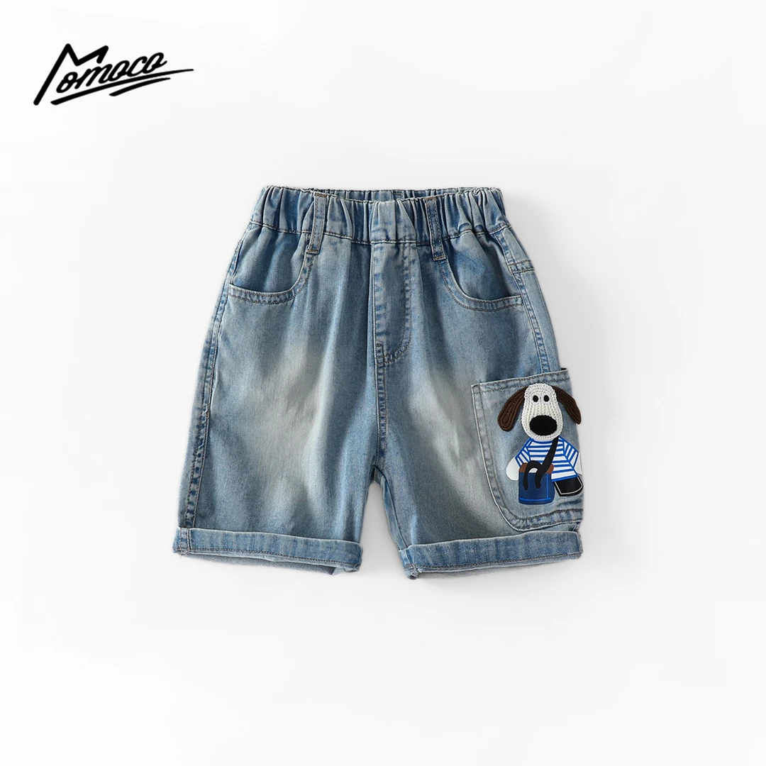 MOMOCO男童印花小狗百搭牛仔五分裤休闲百搭下装77220352002