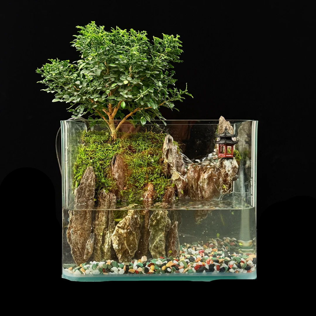 【重山】-尺寸20cmx16cmx14cm方缸九里香青龙石中式造景