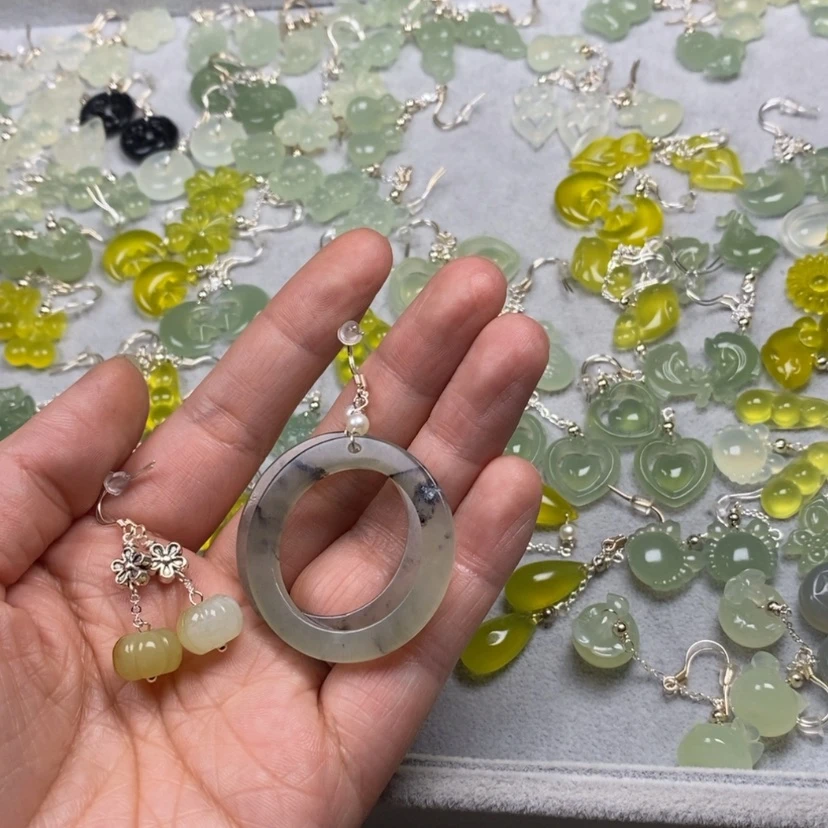 【闪购商品】蛇纹石玉挂件耳饰耳环项链未镶嵌?****