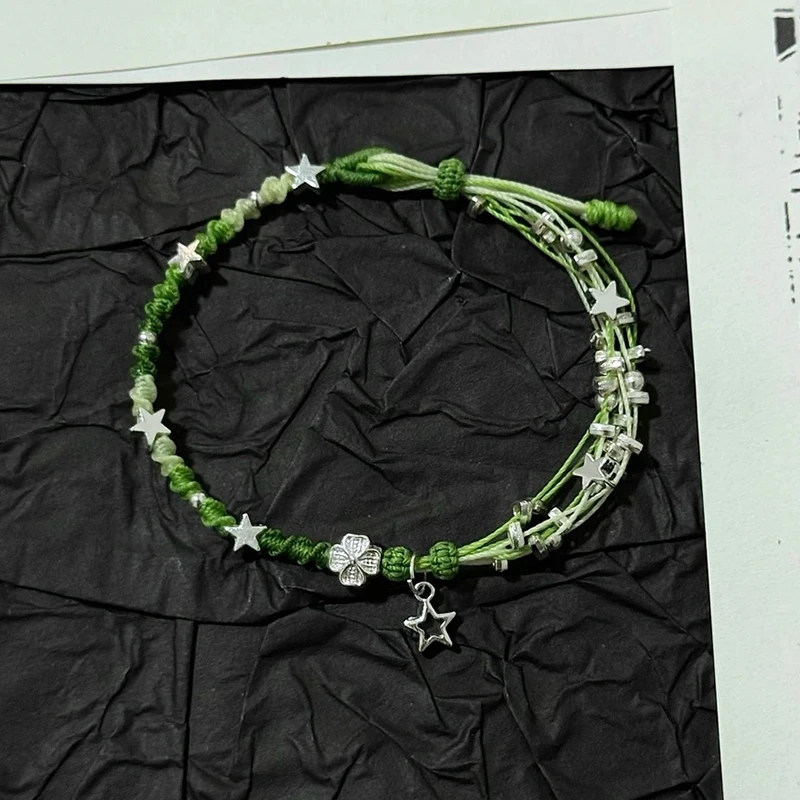 diy手工繁星四叶草手绳编织星星手链材料包送闺蜜女朋友创意礼物