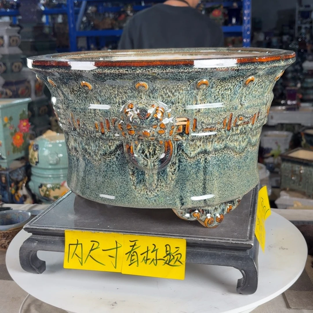 一风堂石湾花盆 内30*17高温裂磕碰