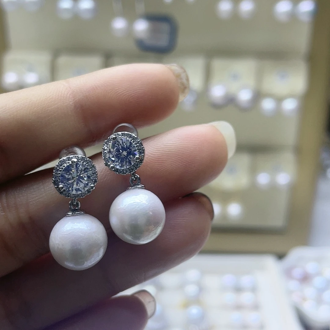 淡水珍珠耳饰银S925镶嵌