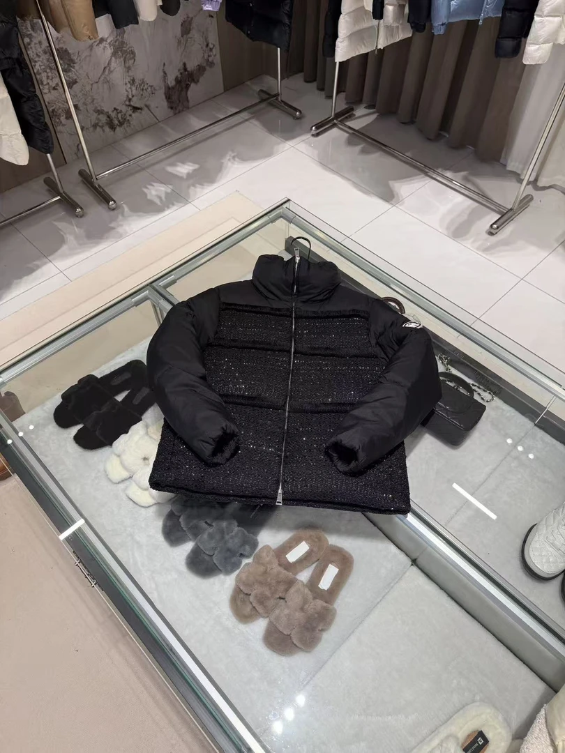 25新款 冬季立领两色编织拼接羽绒服