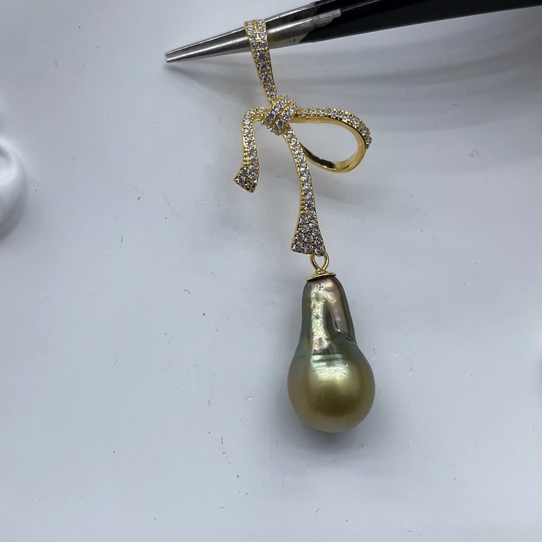 海水珍珠吊坠(不含链)银S925镶嵌